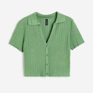 H&M Ribbed Knit Crop Top with Collar